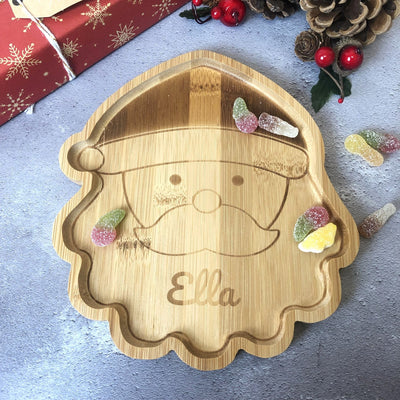 Personalised Bamboo Christmas Plate for Children - Santa Claus