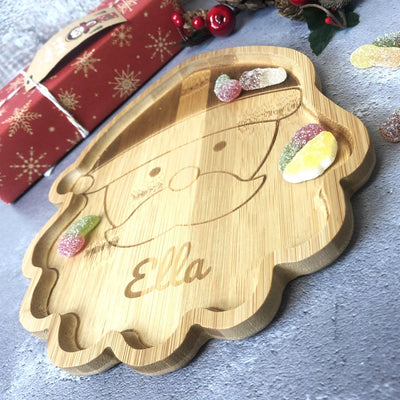 Personalised Bamboo Christmas Plate for Children - Santa Claus