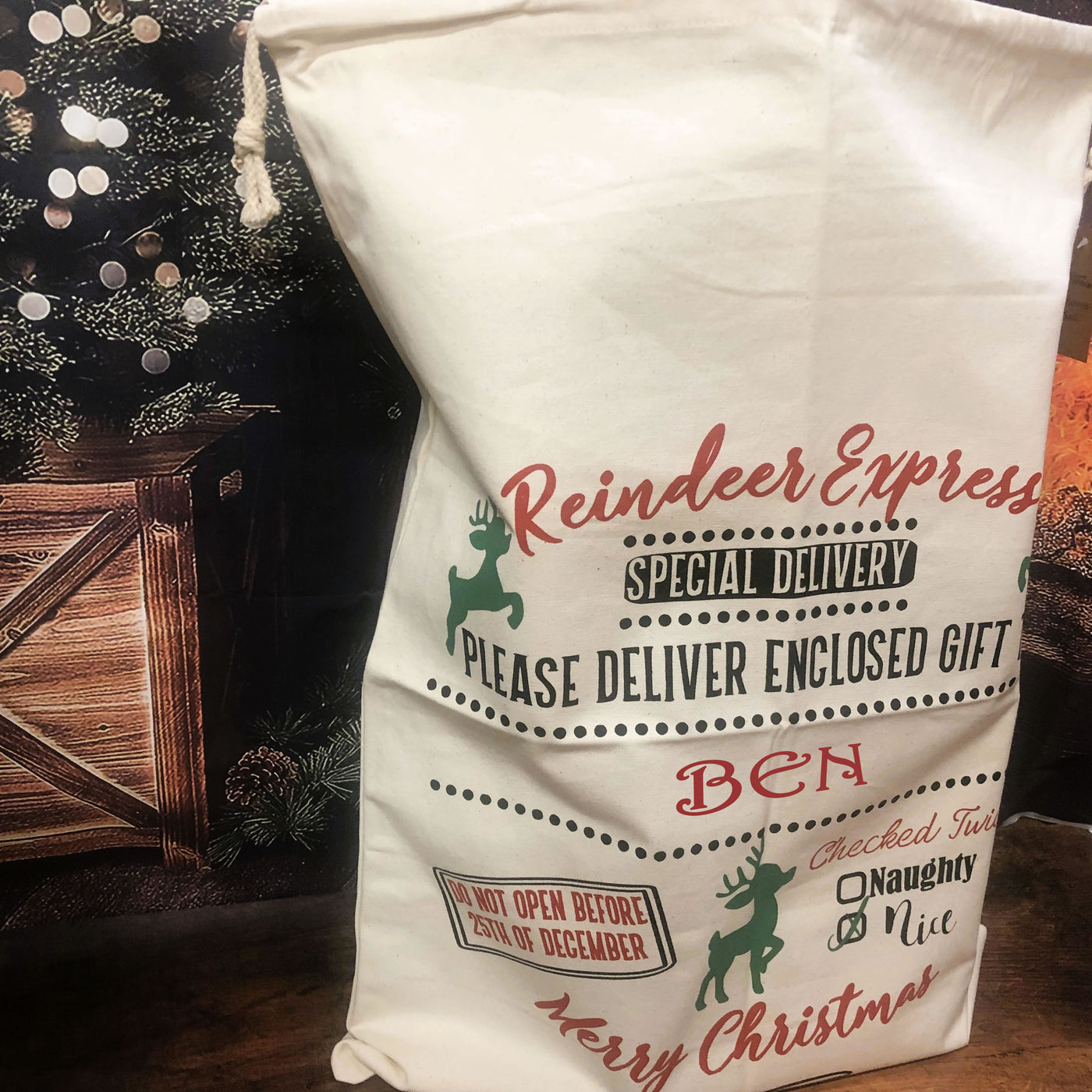 Personalised Festive Christmas Sack - Santa or Reindeer