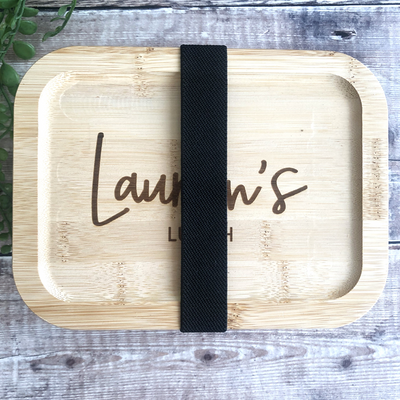 Personalised Glass Lunch Box with Solid Bamboo Lid - Any Name
