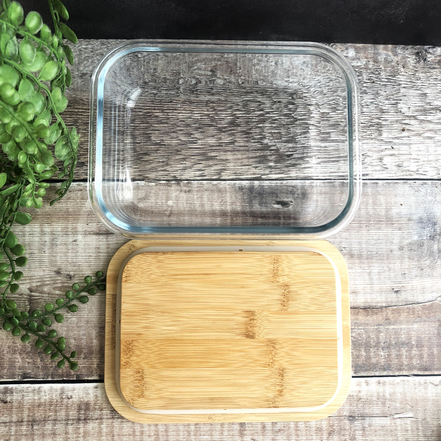 Personalised Glass Lunch Box with Solid Bamboo Lid - Any Name