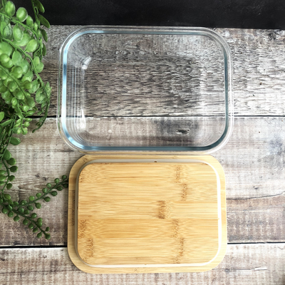 Personalised Glass Lunch Box with Solid Bamboo Lid - Any Name