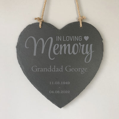 Personalised Slate Heart Plaque  - In Loving Memory