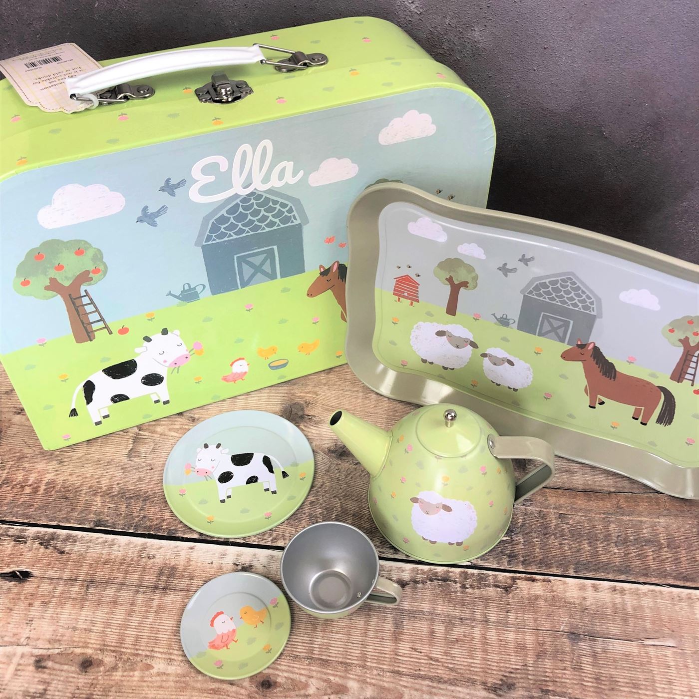 Personalised Kids Tea Set - Farmyard Friends 