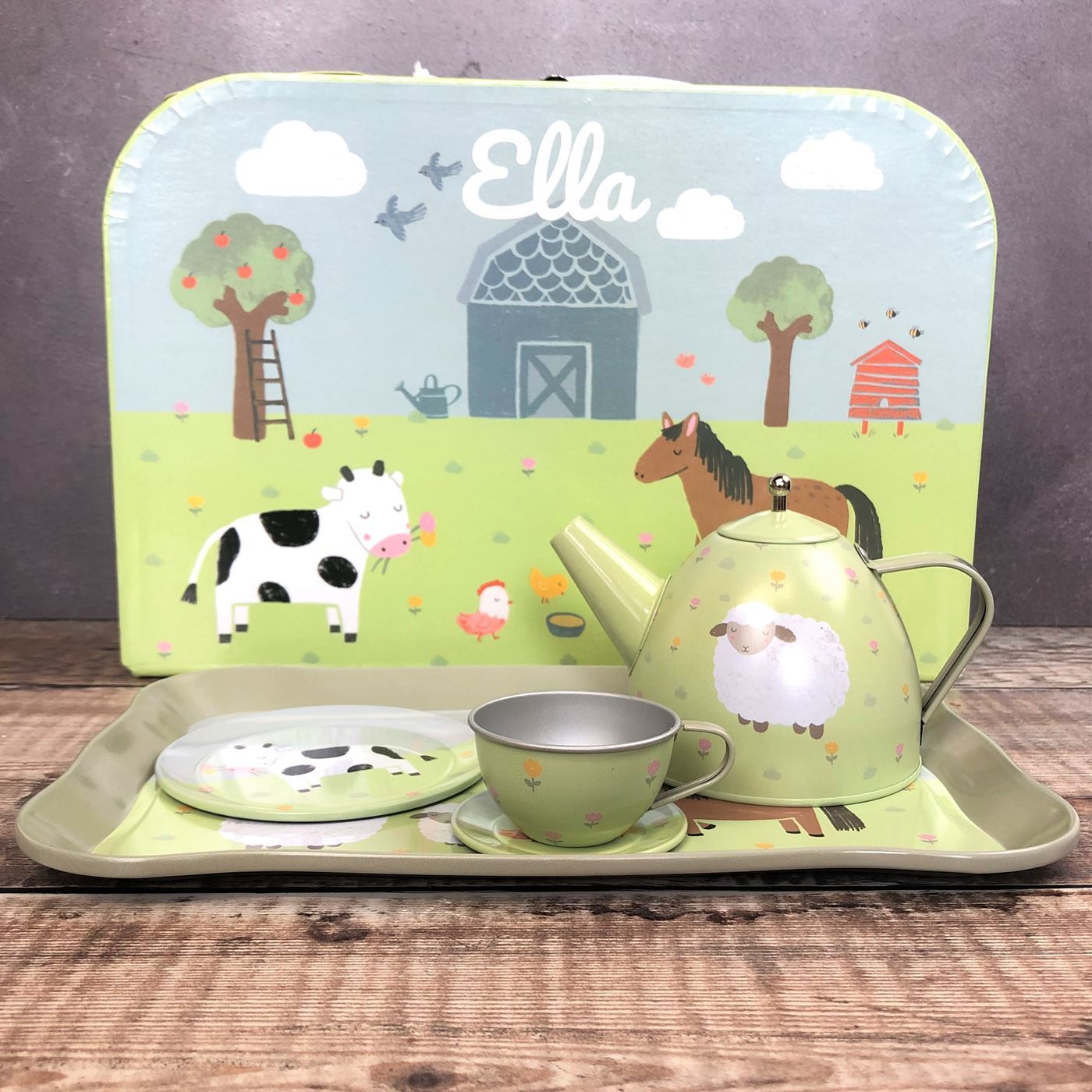Personalised Kids Tea Set - Farmyard Friends 