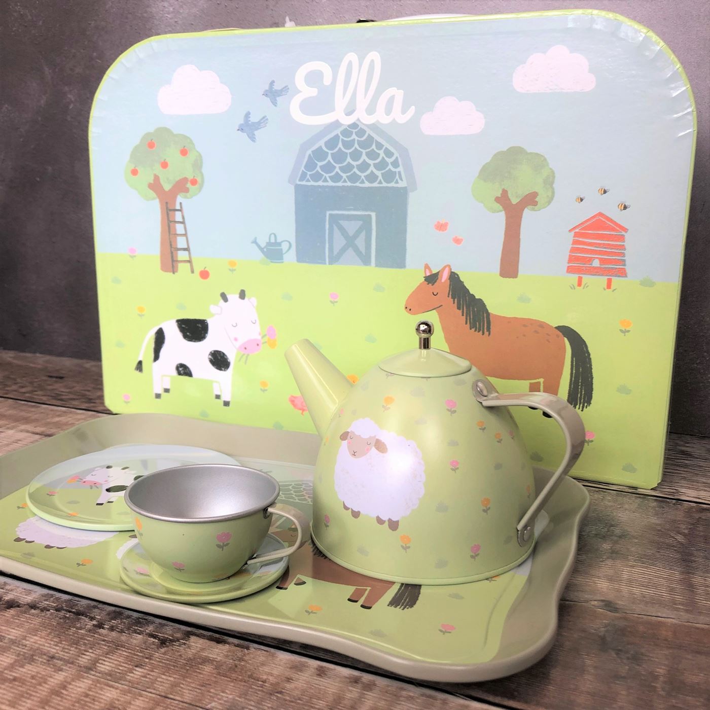Personalised Kids Tea Set - Farmyard Friends 