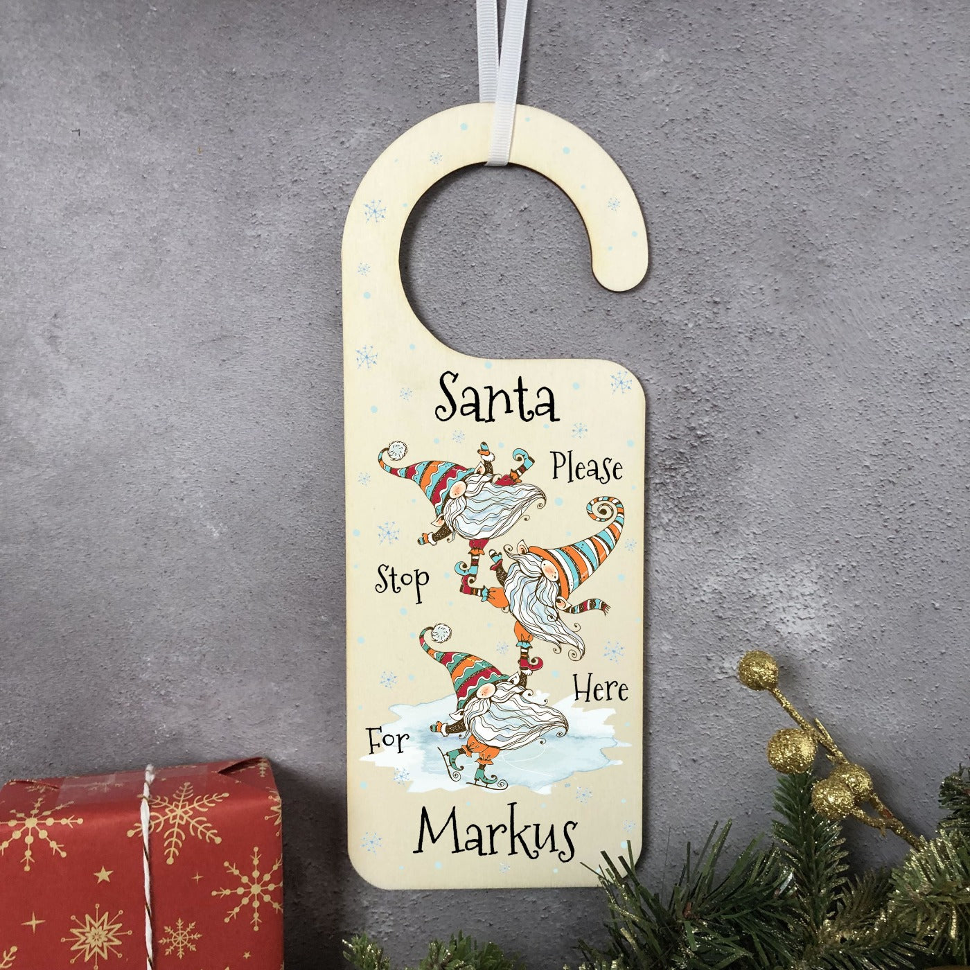 Personalised "Santa, Please Stop Here" Christmas Door Hangers - Multiple Festive Designs