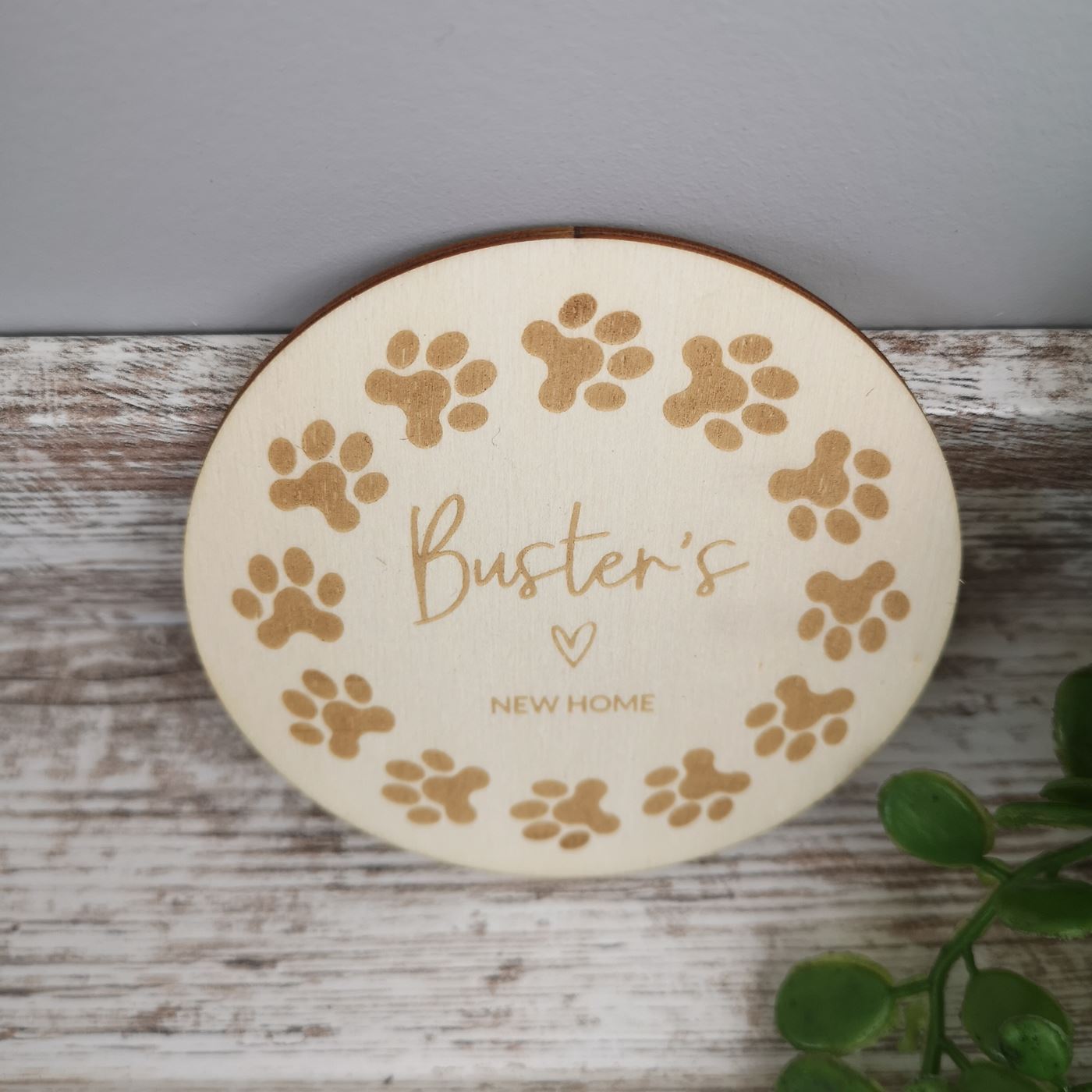 Personalised New Dog Announcement Wooden Sign - Paws