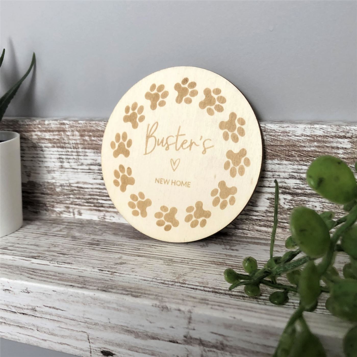 Personalised New Dog Announcement Wooden Sign - Paws