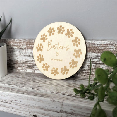 Personalised New Dog Announcement Wooden Sign - Paws