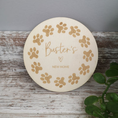 Personalised New Dog Announcement Wooden Sign - Paws