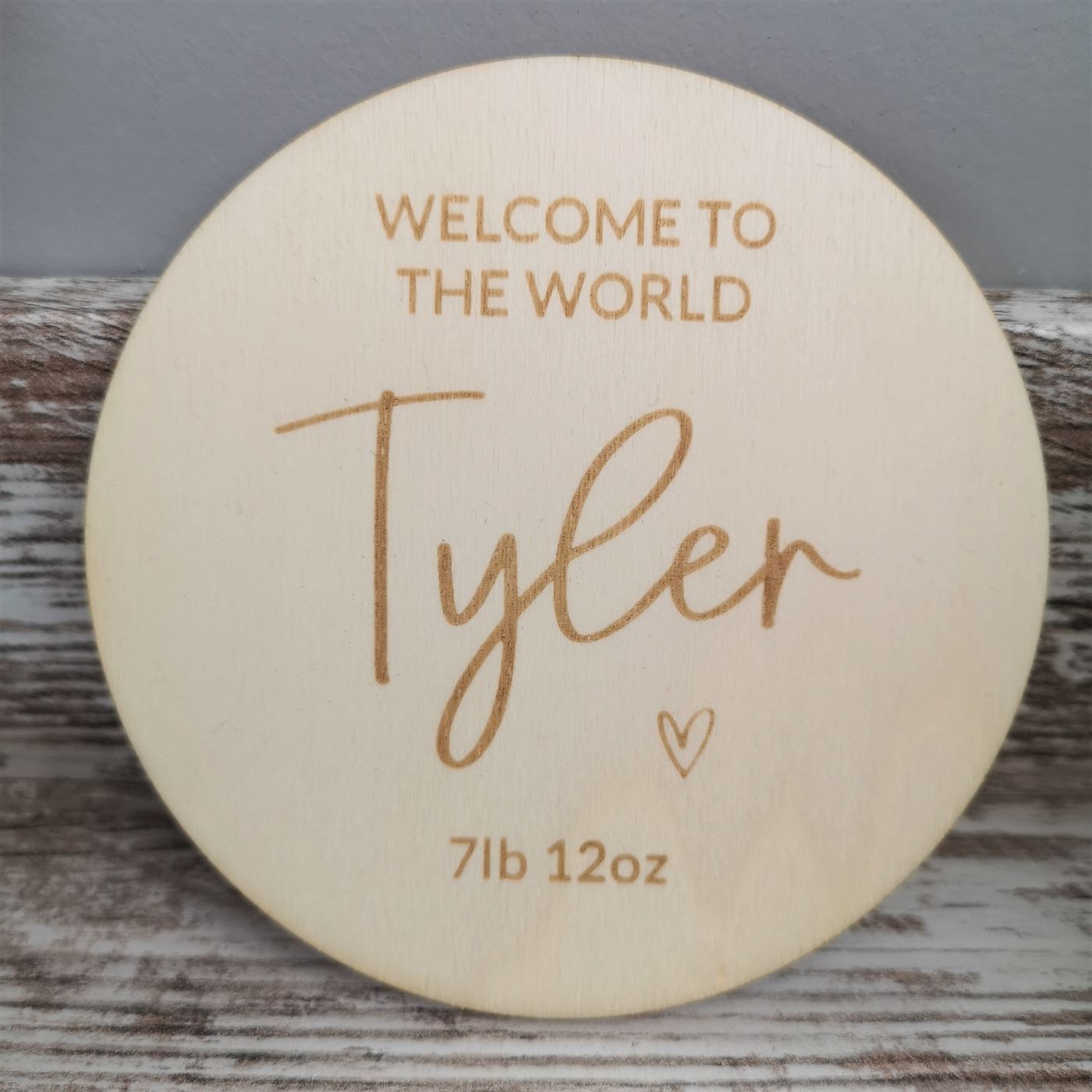 Personalised Baby Name Announcement Wooden Sign - Welcome to the World