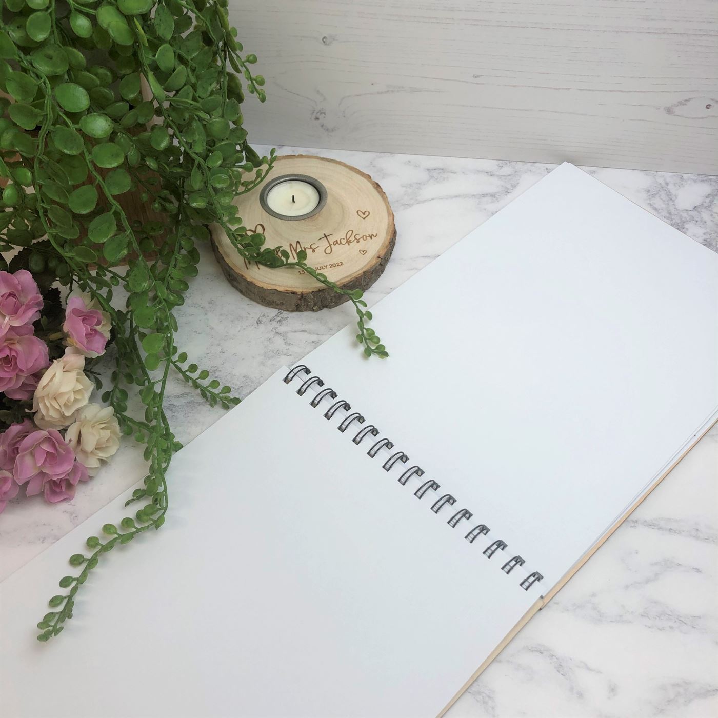 Personalised Wooden A4 Wedding Guest Book - Name