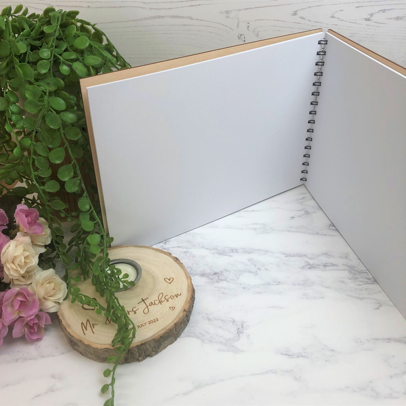 Personalised Wooden A4 Wedding Guest Book - Name