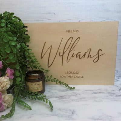 Personalised Wooden A4 Wedding Guest Book - Name