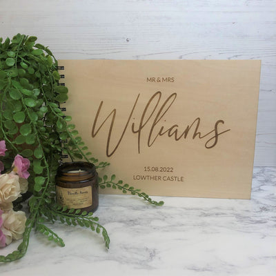Personalised Wooden A4 Wedding Guest Book - Name