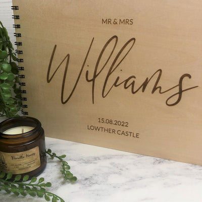 Personalised Wooden A4 Wedding Guest Book - Name