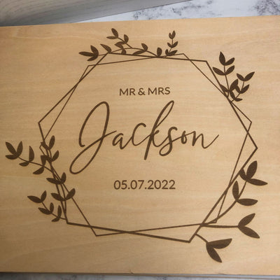 Personalised Wooden A4 Wedding Guest Book - Wreath