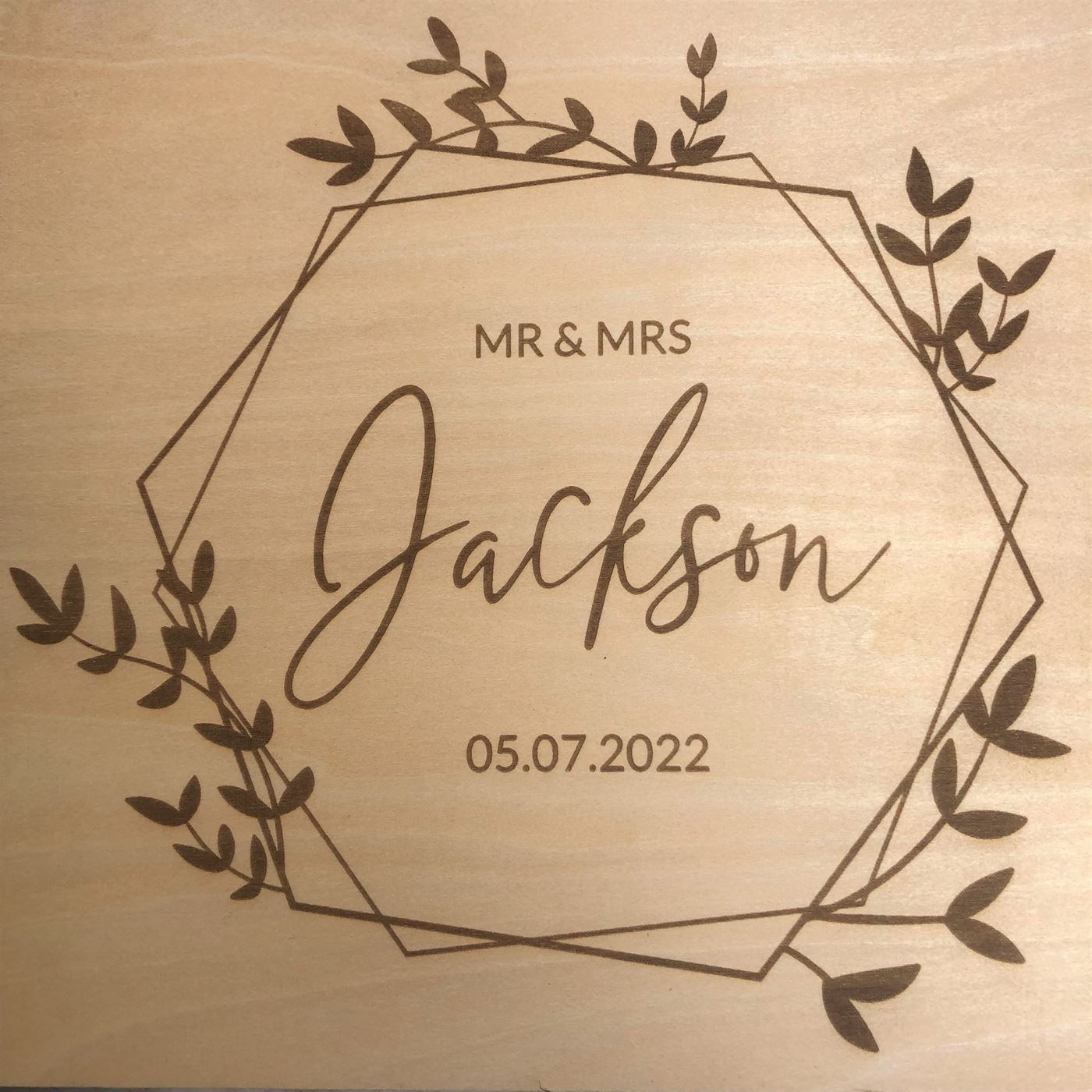 Personalised Wooden A4 Wedding Guest Book - Wreath