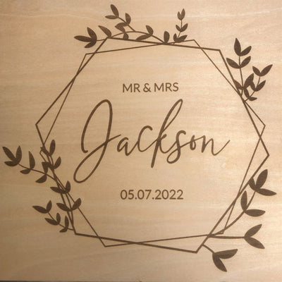 Personalised Wooden A4 Wedding Guest Book - Wreath