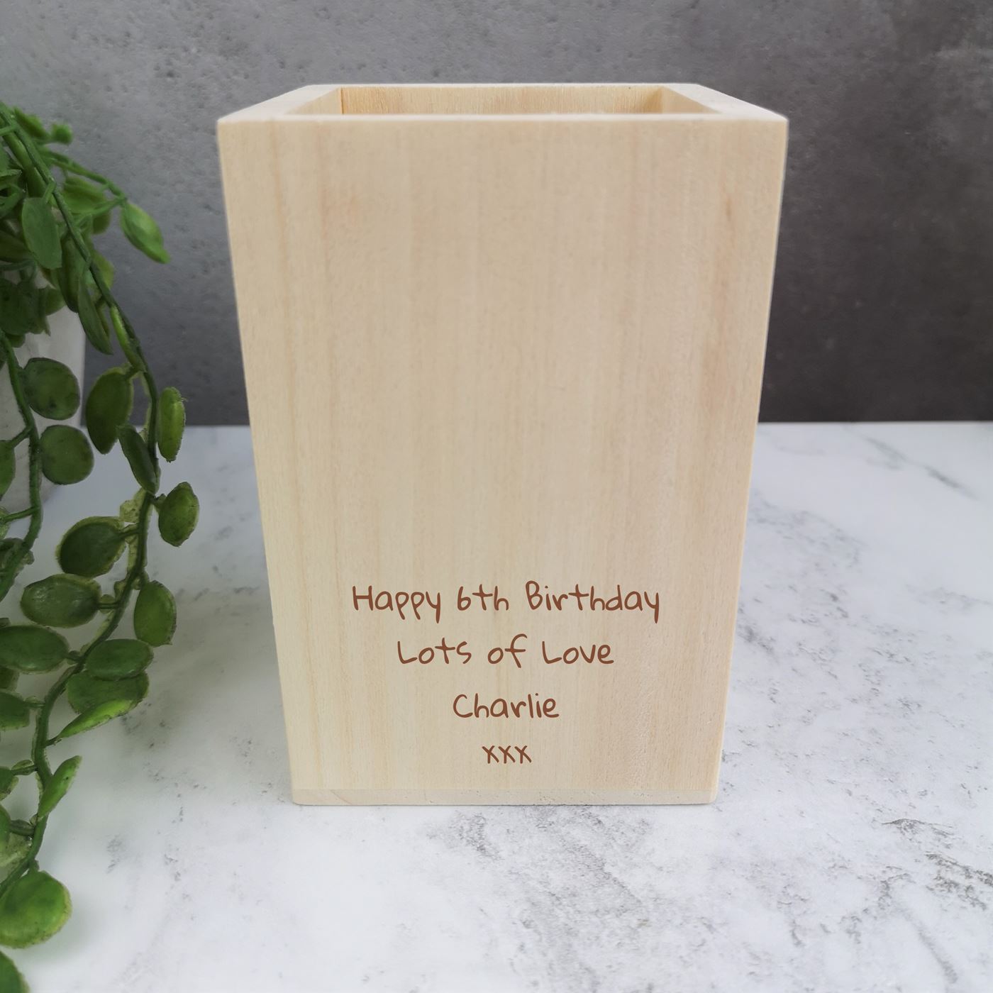 Personalised Wooden Pen Pot - Butterfly