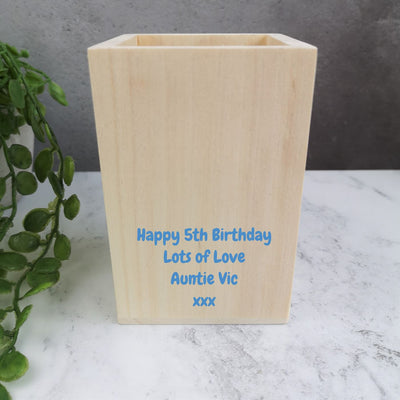 Personalised Wooden Pen Pot - Dino Print