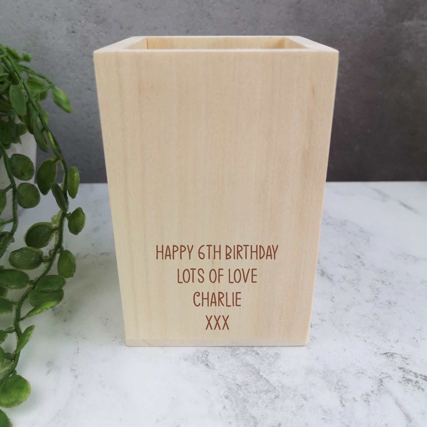 Personalised Wooden Pen Pot - Dinosaur