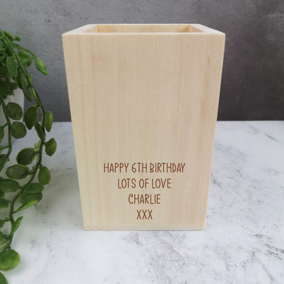 Personalised Wooden Pen Pot - Dinosaur