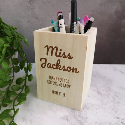 Personalised Wooden Pen Pot - Name