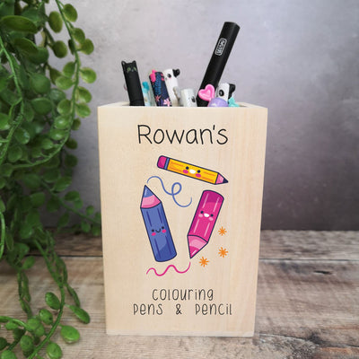 Personalised Wooden Pen Pot - Pencils