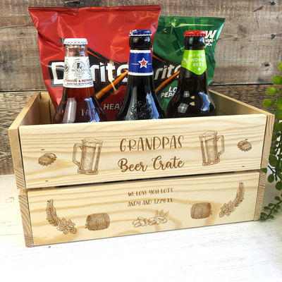 Personalised Wooden Crate for Beer - Keg and Stein Design