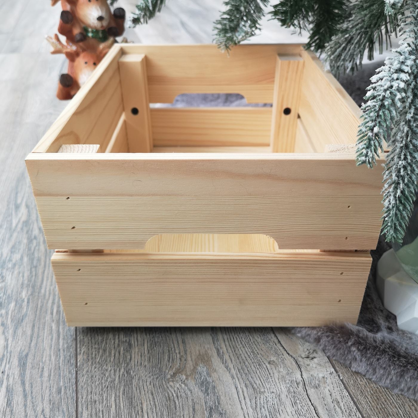 Personalised Christmas Eve Box Wooden Pine Crate - Santa's Reindeer