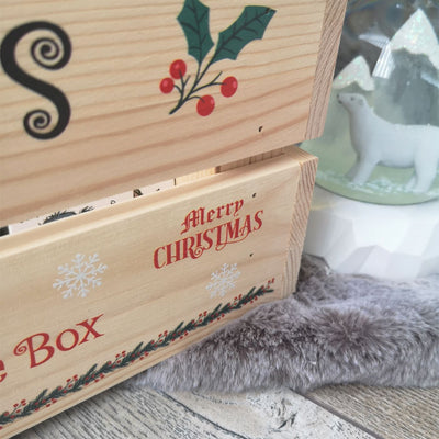 Personalised Christmas Eve Box Wooden Pine Crate - Santa's Reindeer