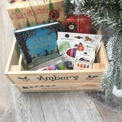 Personalised Christmas Eve Box Wooden Pine Crate - Santa's Reindeer
