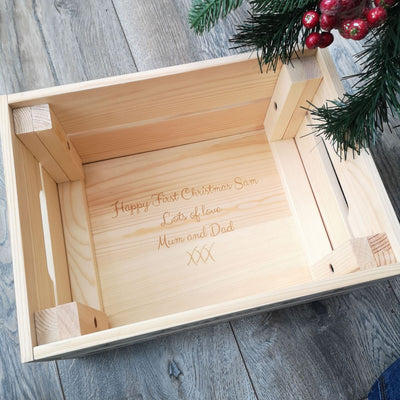 Personalised Christmas Eve Box Wooden Pine Crate - Santa's Chimney