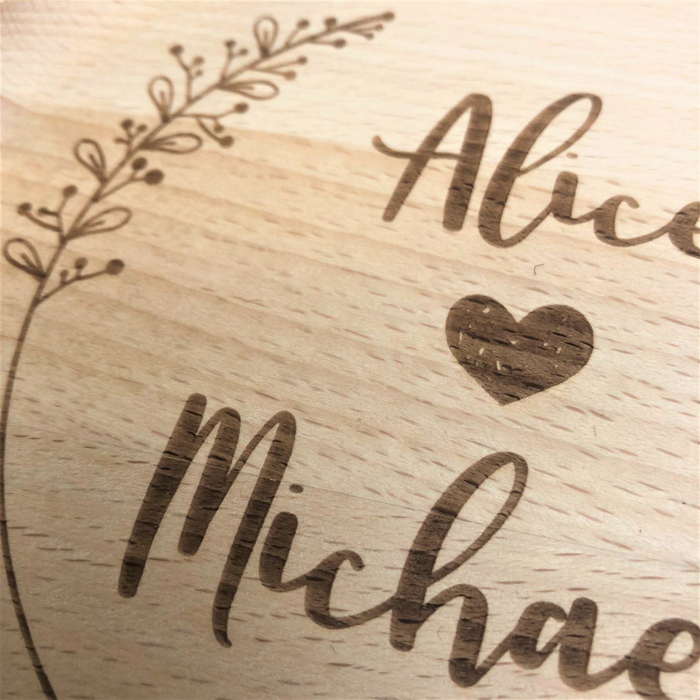 Personalised Beech Wooden Coin or Key Tray - Couple