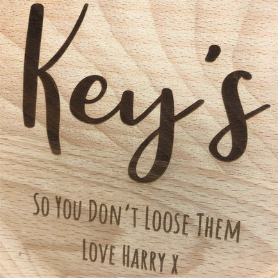 Personalised Beech Wooden Key Tray - Dad's Keys