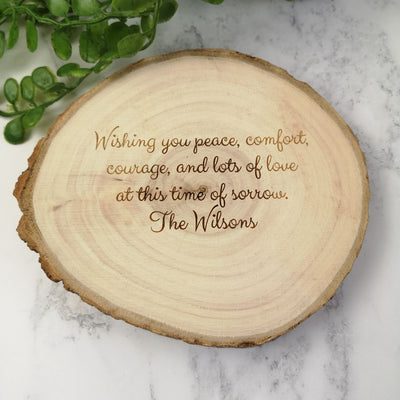 Personalised Log Slice Tealight Candle Holder - In Loving Memory