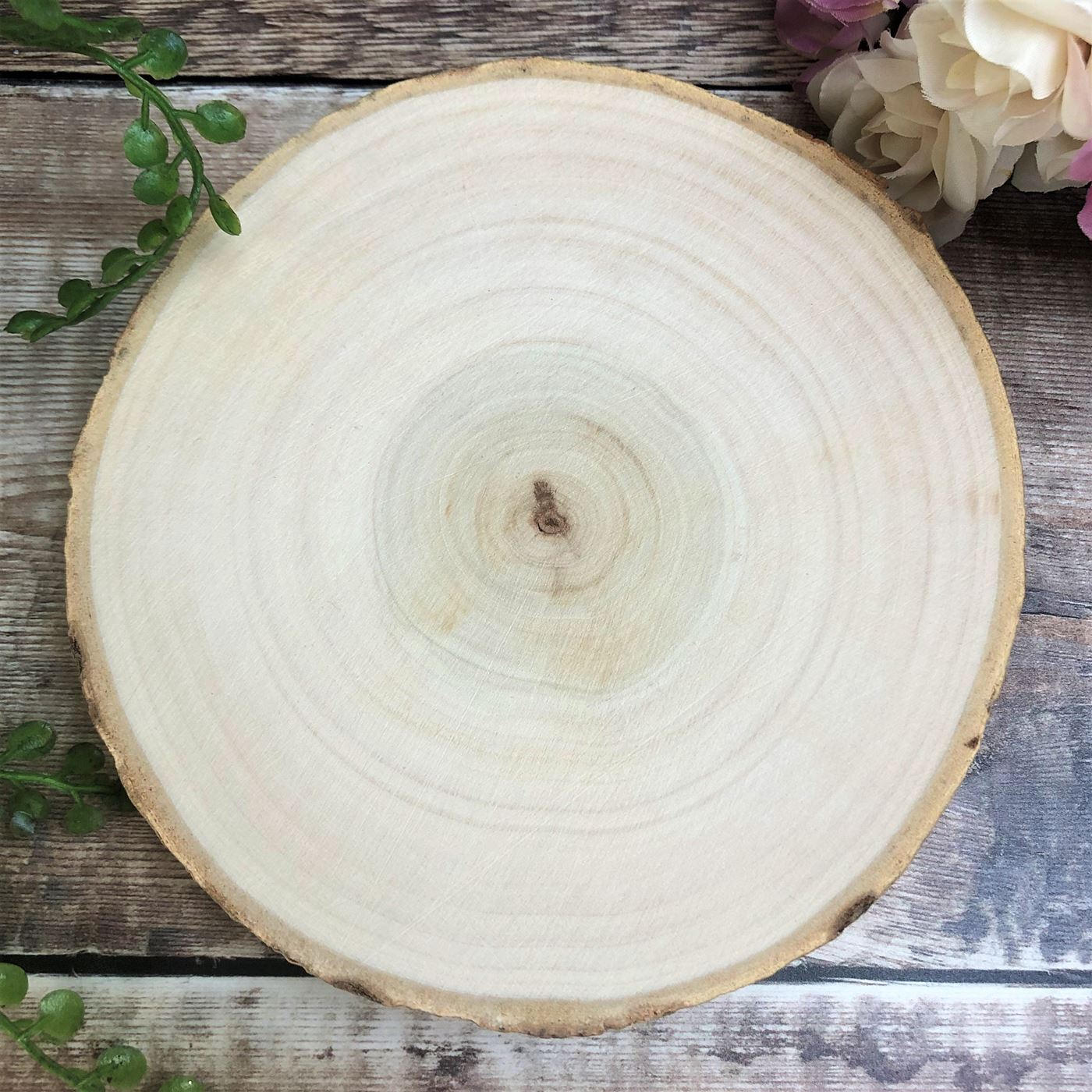 Personalised Log Slice Tealight Candle Holder - Mr & Mrs