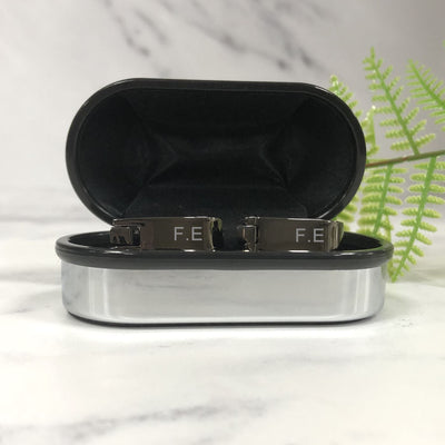 Engraved Triangular Cufflinks - Initials With Heart