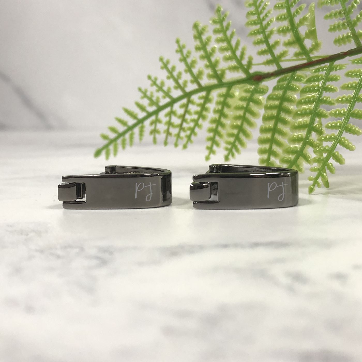 Engraved Triangular Cufflinks - Initials With Heart