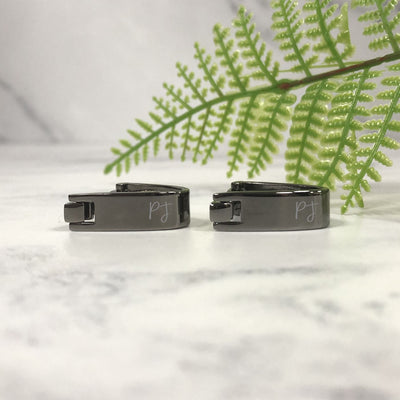 Engraved Triangular Cufflinks - Initials With Heart