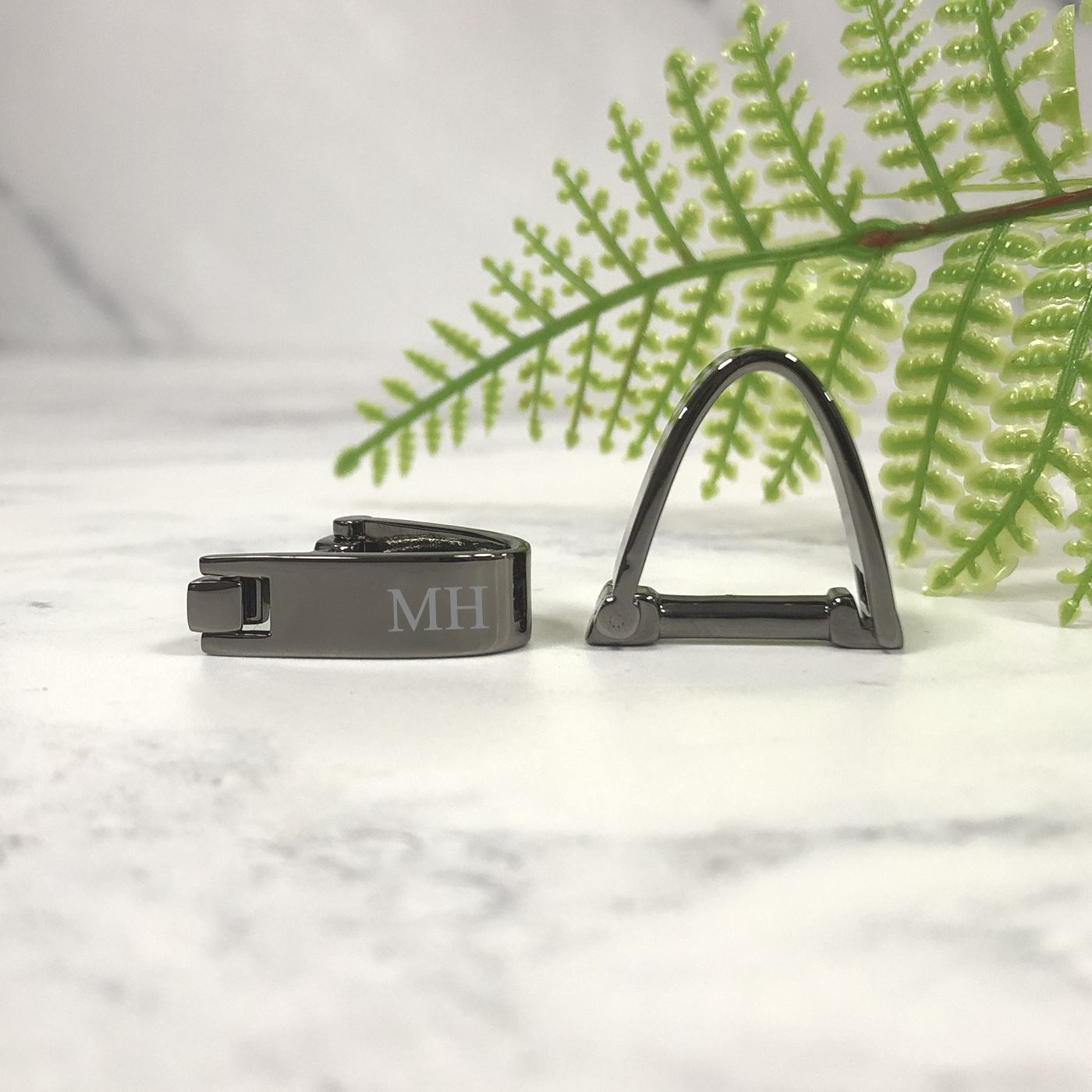 Engraved Triangular Cufflinks - Initials With Heart