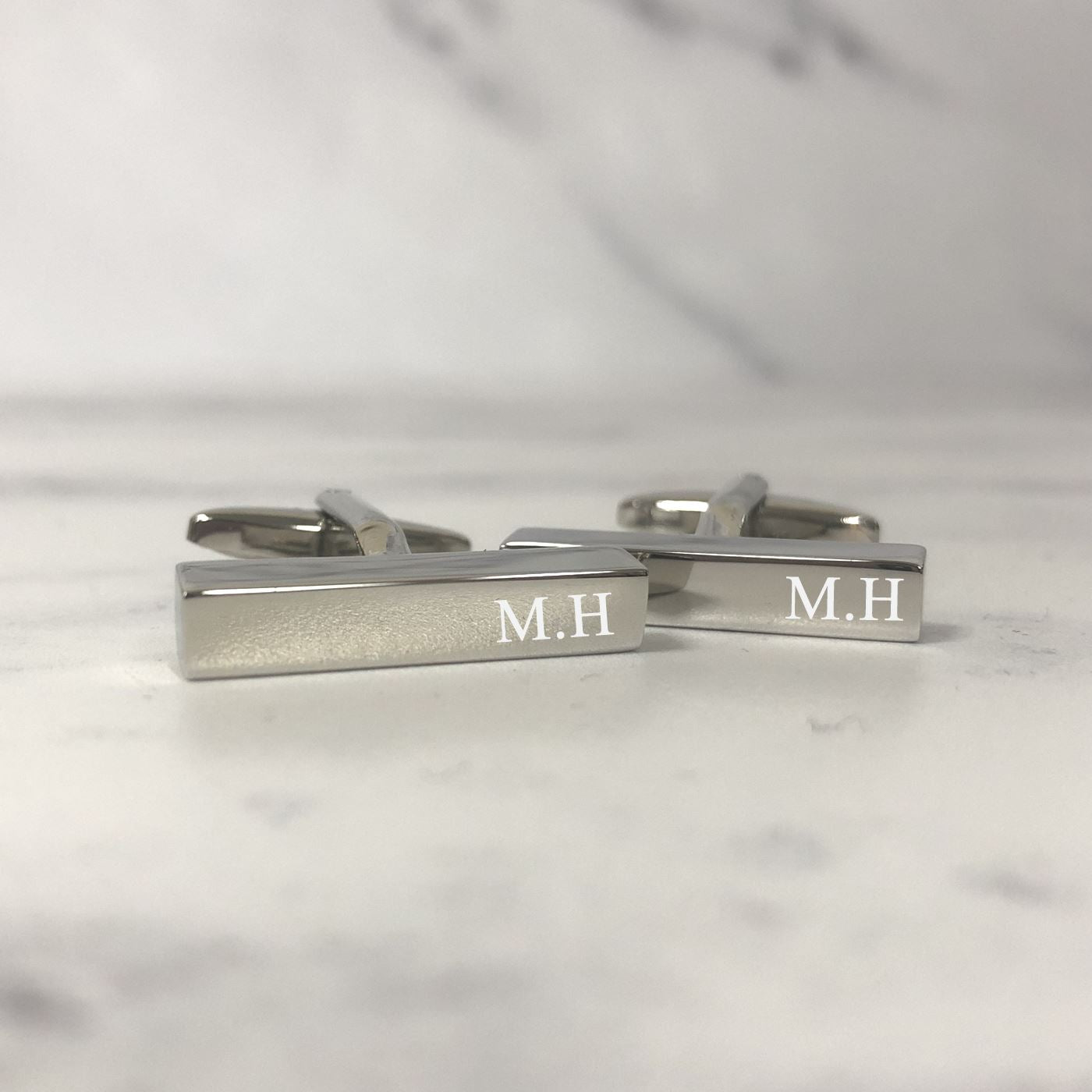 Engraved Slim Rectangular Cufflinks - Initials