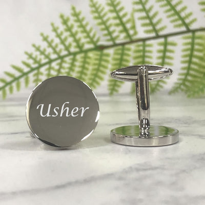 Personalised Round Wedding Cufflinks - Usher