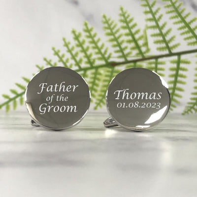 Personalised Round Wedding Cufflinks - Father Of The Groom
