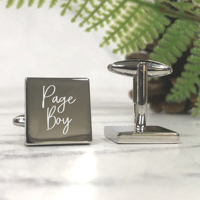 Personalised Square Wedding Cufflinks - Page Boy