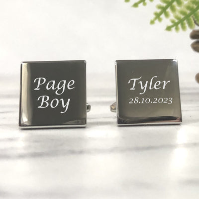 Personalised Square Wedding Cufflinks - Page Boy