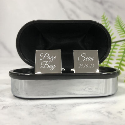 Personalised Square Wedding Cufflinks - Page Boy