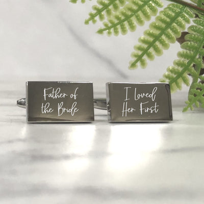 Engraved Wedding Day Rectangular Cufflinks - Father of the Bride